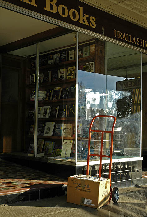 Outside the bookshop